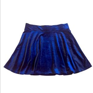 Forever 21 Blue Velvet Short Skater Skirt - L